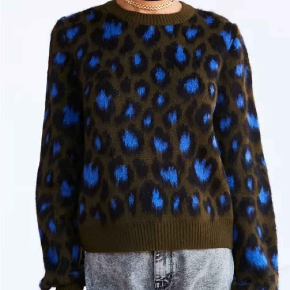Ecote Brushed Leopard Crew-Neck Sweater